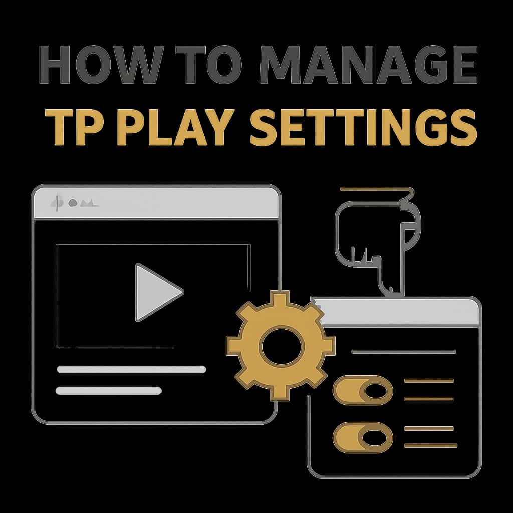 An educational diagram showing how to adjust settings in TP Play.
