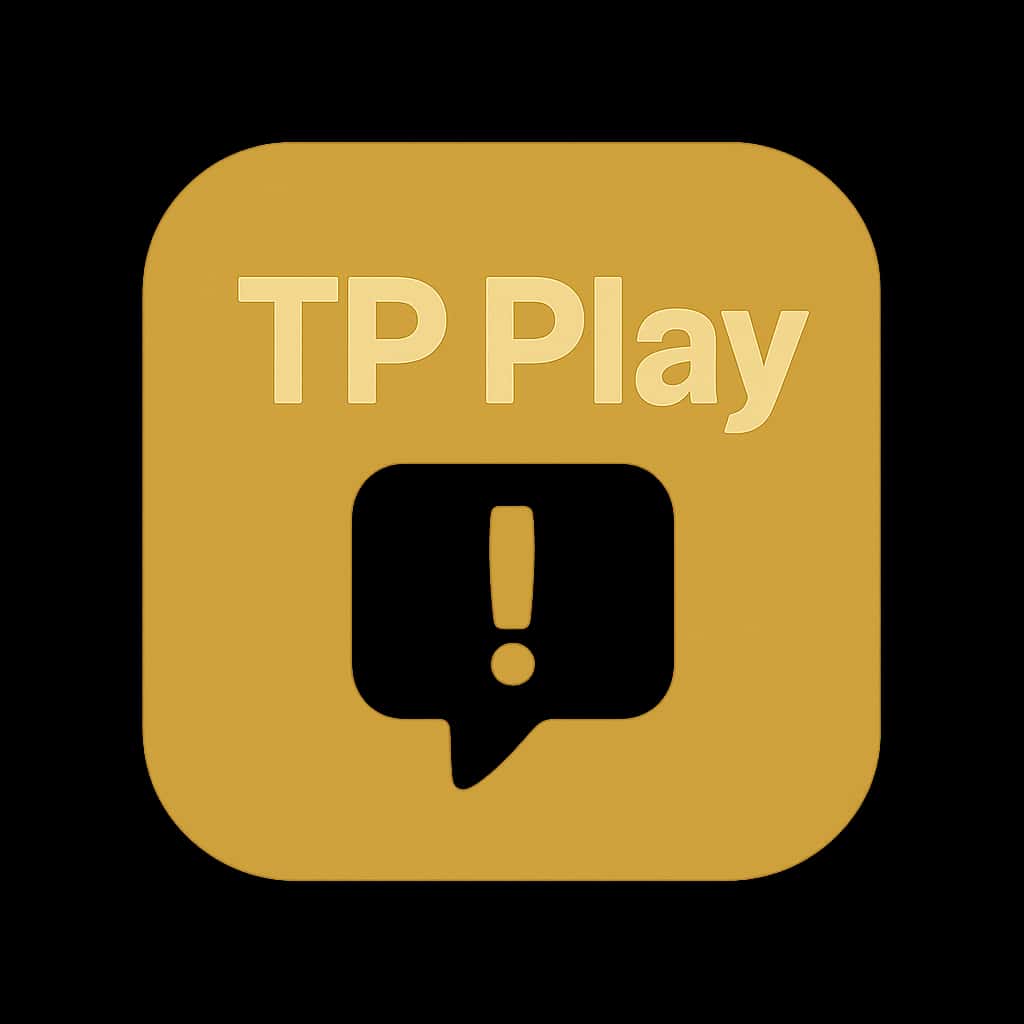 A clean badge design indicating support for reporting issues on TP Play.