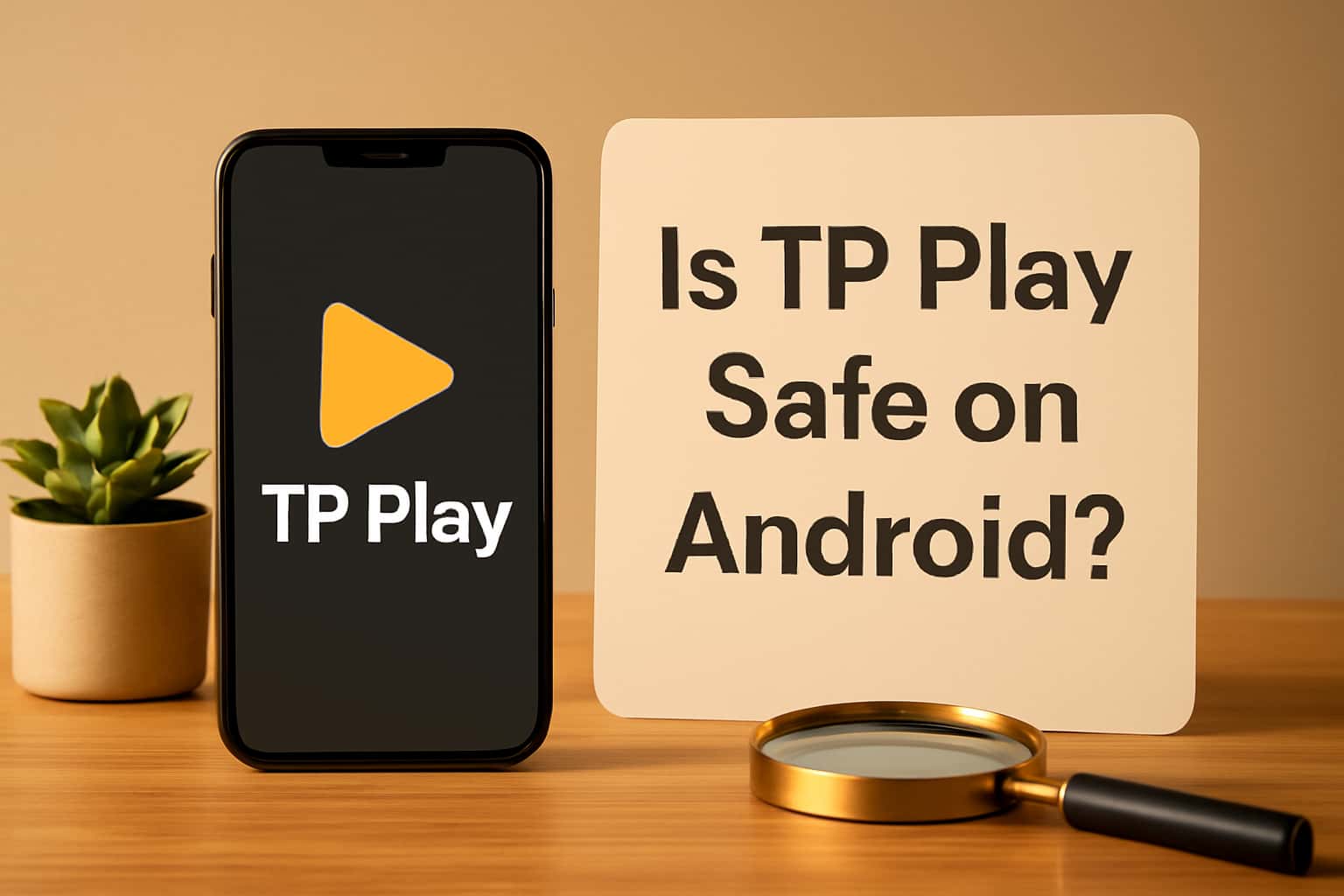 An informational graphic depicting the safety features of TP Play on Android devices.