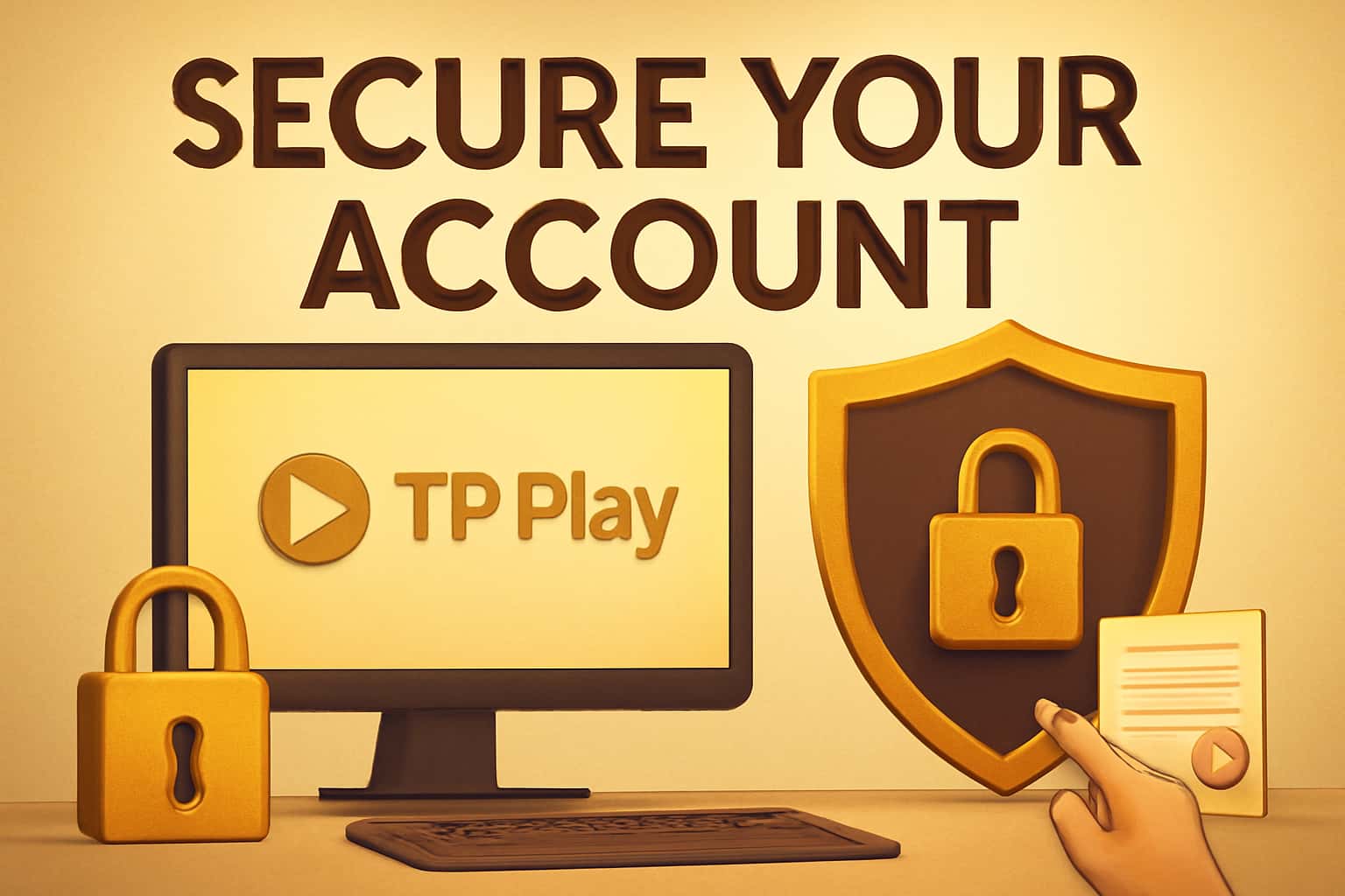 An informative graphic showing the security steps for TP Play account protection.