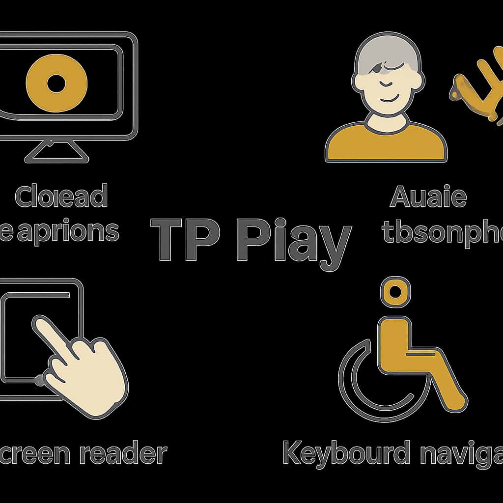 An educational illustration showing accessibility options in TP Play.