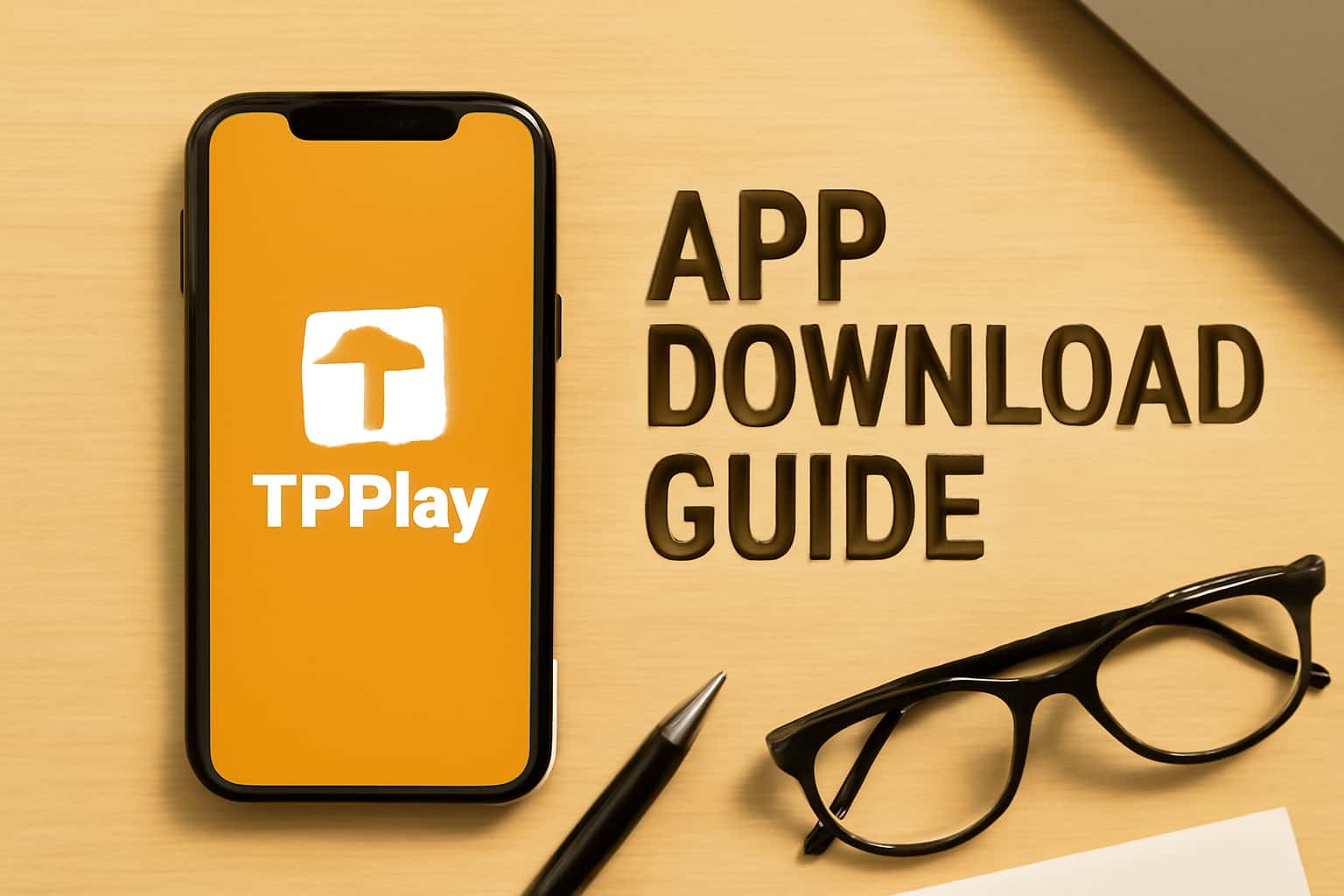 An informational graphic illustrating the TP Play App Download Guide.