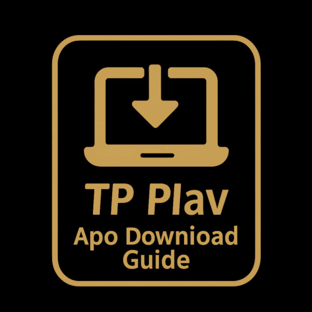A professional badge design for the TP Play App Download Guide.