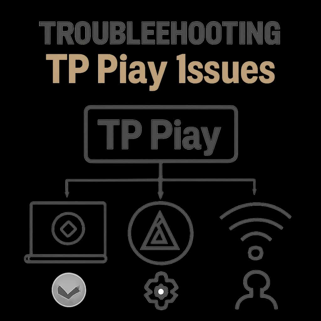 An educational illustration detailing troubleshooting methods for TP Play.